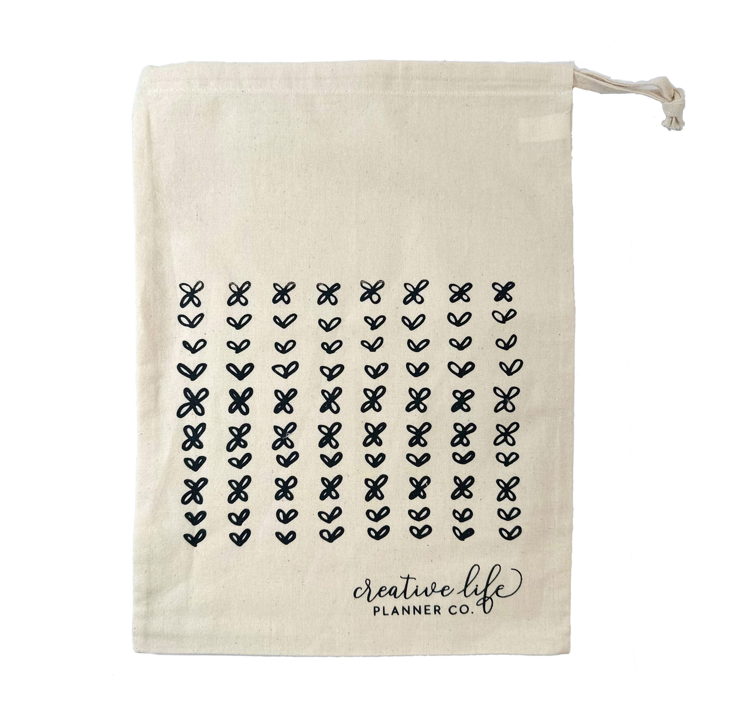 Canvas Project Bag with Hand-Printed Design
