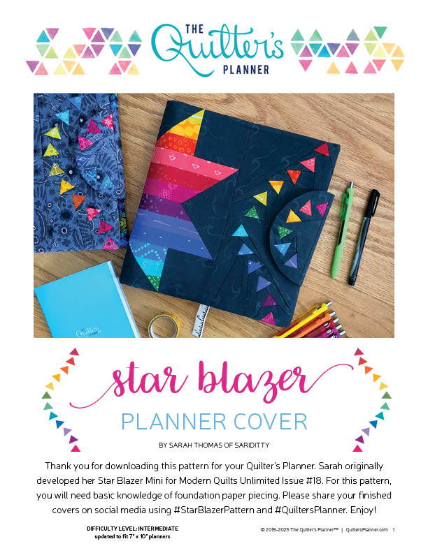 Star Blazer Planner Cover pattern PDF