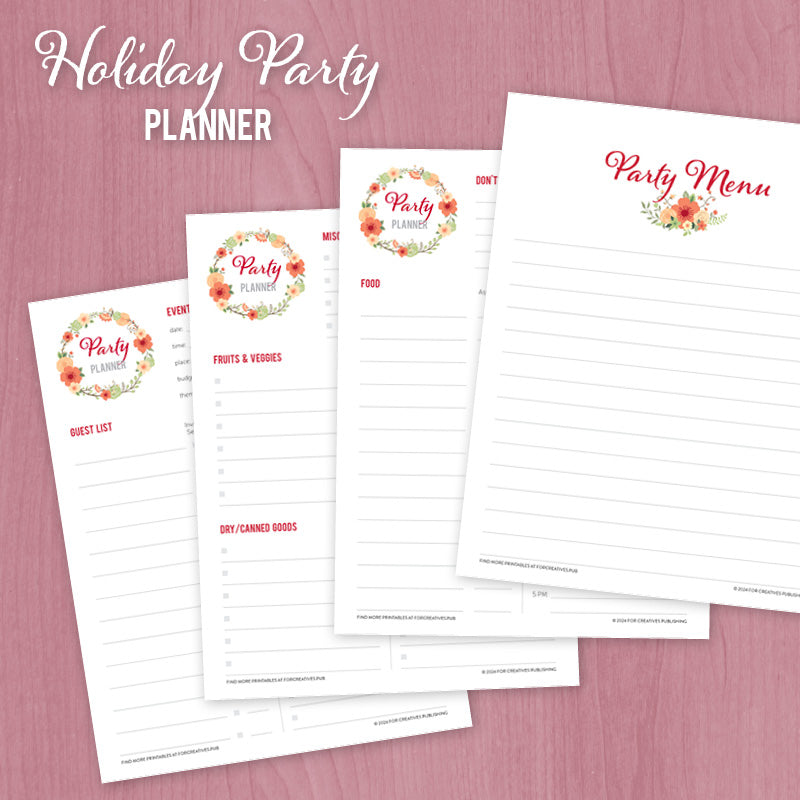 Party Planning Pages PDF, 8.5x11 pages