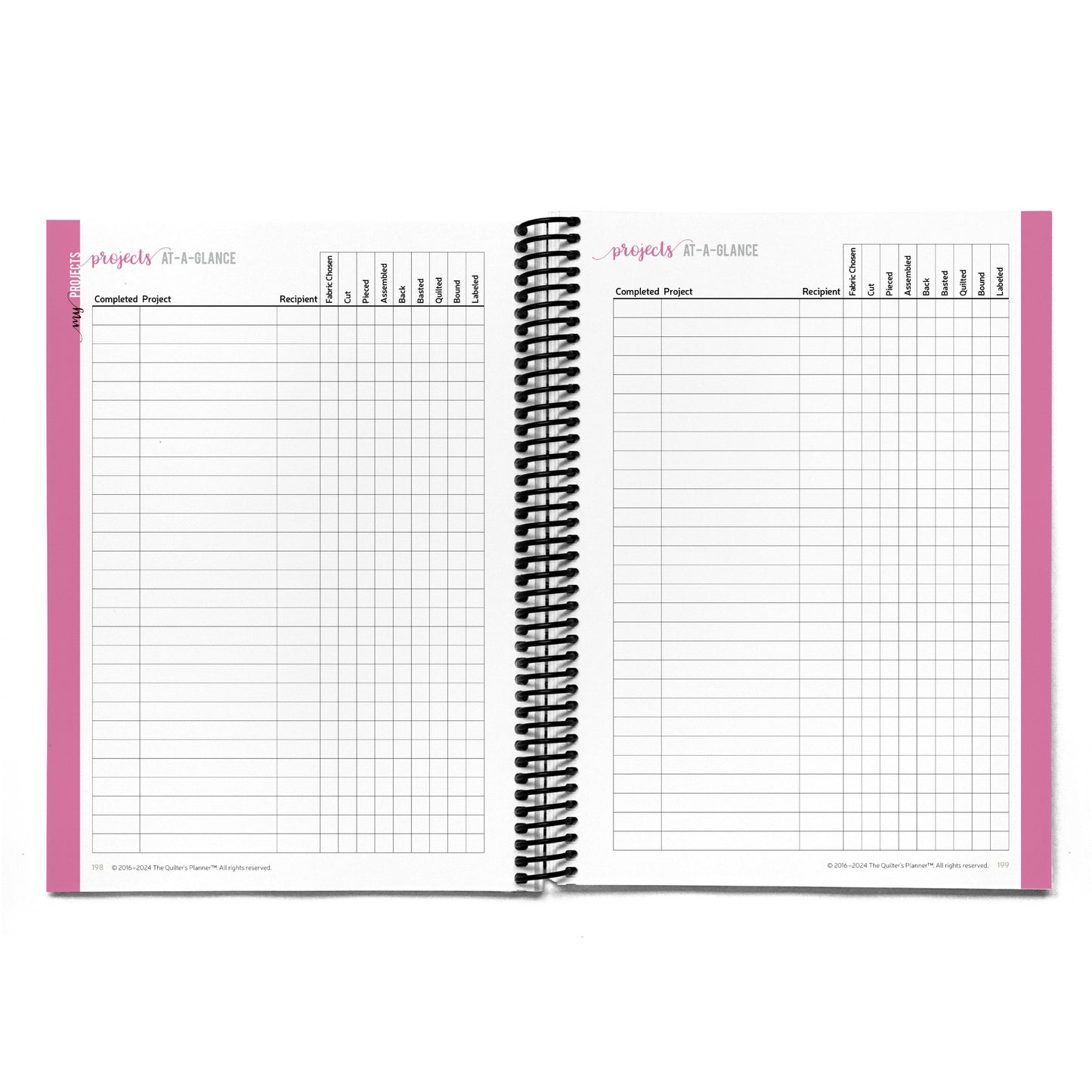 2024 Quilter’s Planner Vertical Weekly Sunday Start