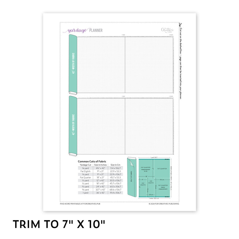 Yardage Planner PDF, 7x10 page