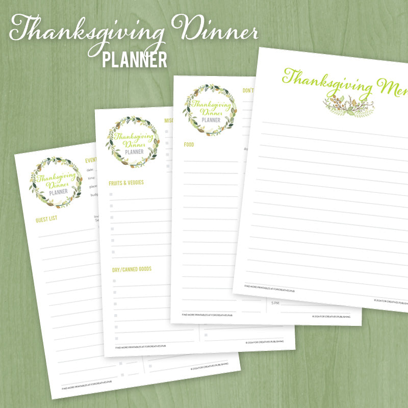 Thanksgiving Planning Pages PDF, 8.5x11 pages